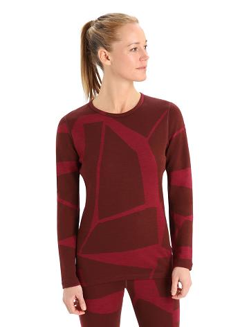 Base Layers Icebreaker Merino 250 Vertex Long Sleeve Crewe Thermal Top Fractured Landscapes Femme Rose | FR 1873BEXC